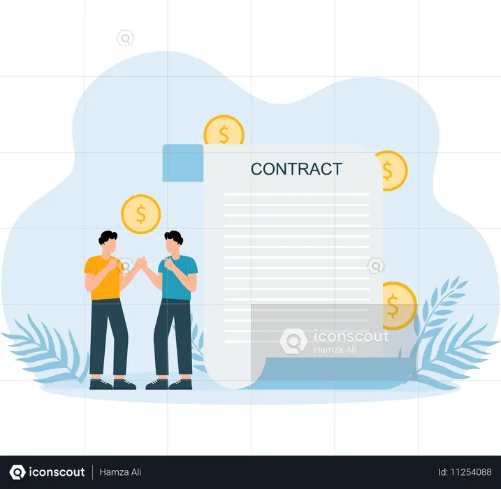 Business people doing business Contract sign  Illustration