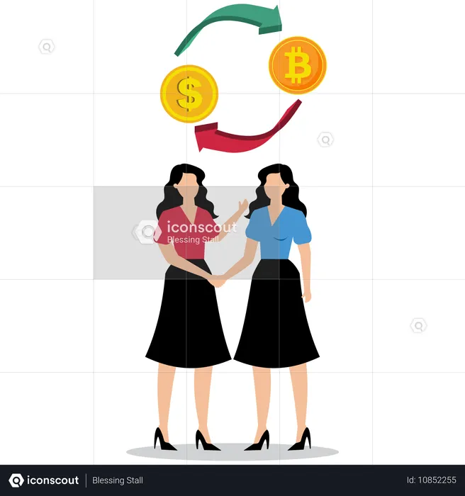 Business people doing currency exchange  Illustration