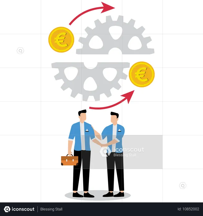 Business people doing currency exchange  Illustration