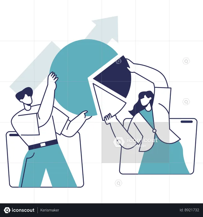 Business people doing Data Collaboration  Illustration