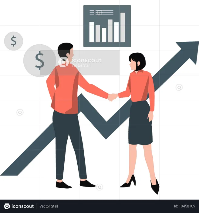 Business people doing business deal with business profit  Illustration