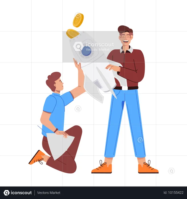 Business people doing financial launch  Illustration