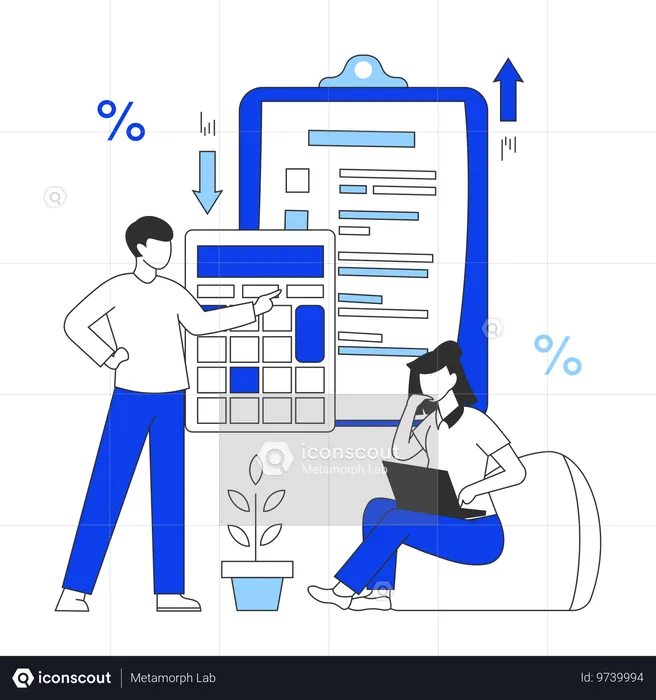 재무 관리를하는 사업 사람들  일러스트레이션