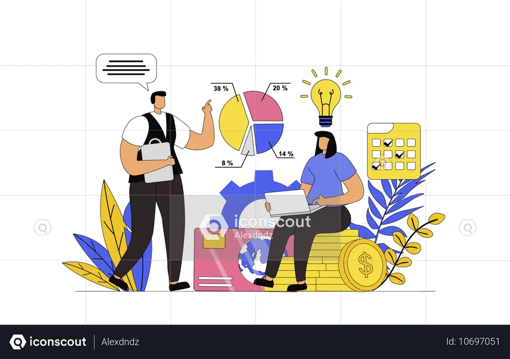 Business people doing financial management  Illustration