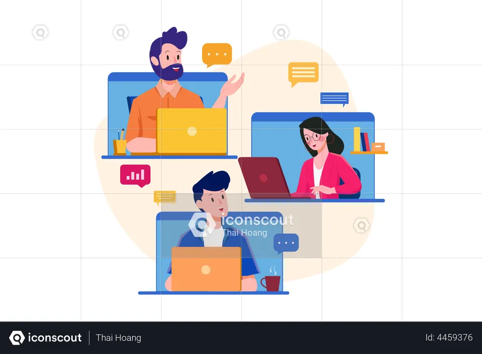 Business People Doing Online Meeting  Illustration