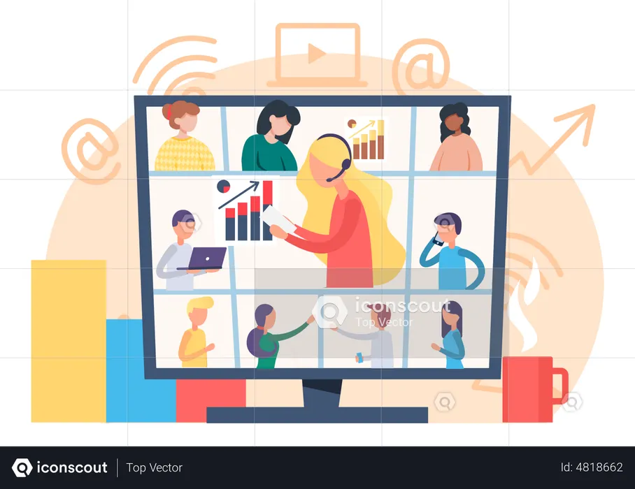 Business people doing Online meeting  Illustration