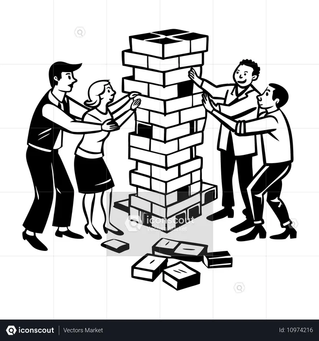 팀 빌딩 활동을 하는 사업가들  일러스트레이션