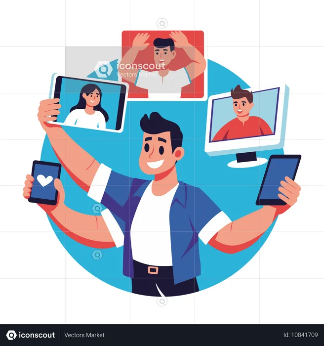 Business people doing virtual meeting  Illustration