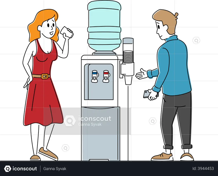 Business People Drinking Water at Water Cooler  Illustration
