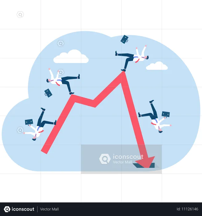 Business people falls from business chart  Illustration