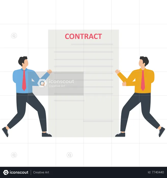 Business people fight for a contract  Illustration