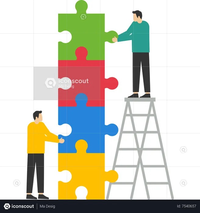 Business people fixing jigsaw piece  Illustration