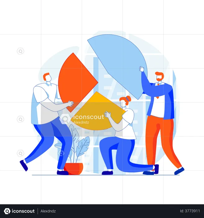 Business people gathering analysis report  Illustration