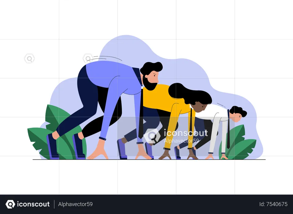 Business people get ready for race  Illustration