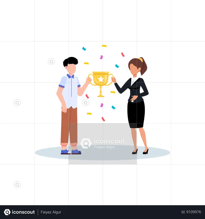 Business people getting Business Achievement  Illustration