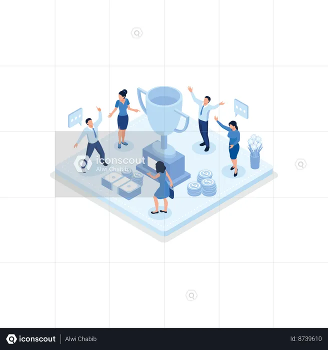 Business people getting business success  Illustration