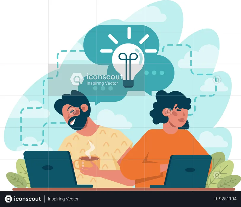 Business people getting business idea  Illustration