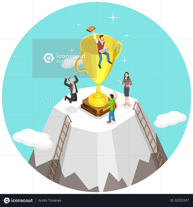 Business people getting top success  Illustration