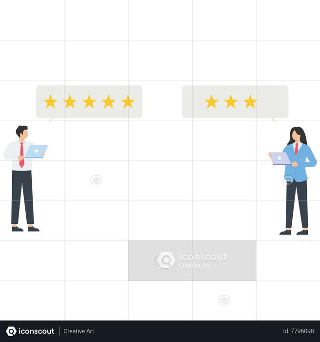 Business people give a rating for mobile app review  Illustration