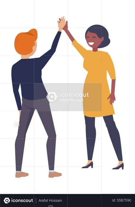 Business people give high five  Illustration
