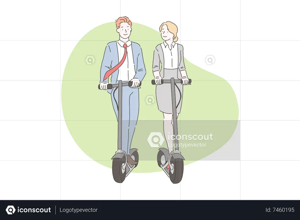 Business people going to office on scooter  Illustration