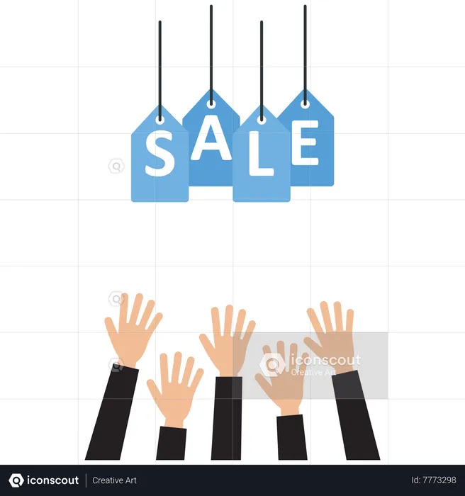 Business people grab a sale price tag  Illustration