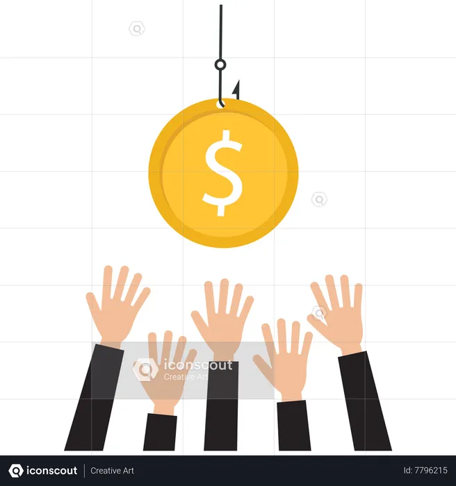 Business people grab a US Dollar coin  Illustration