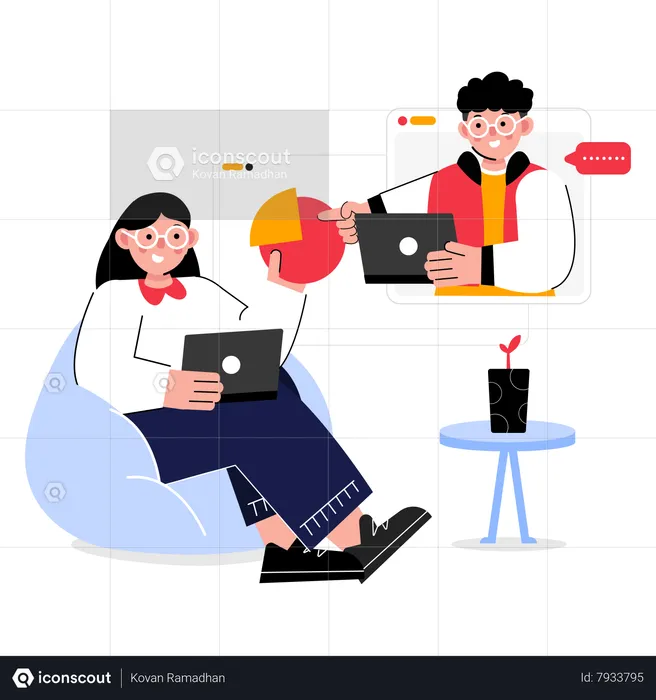 Business people having Online Meeting  Illustration