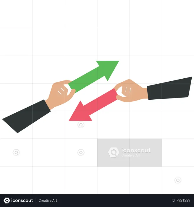Business people hold an arrow up and down  Illustration