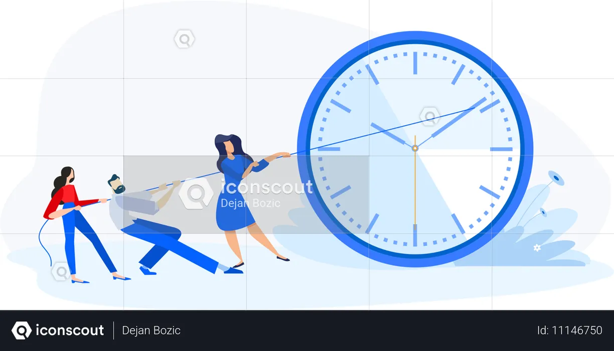 Business people hold time  Illustration