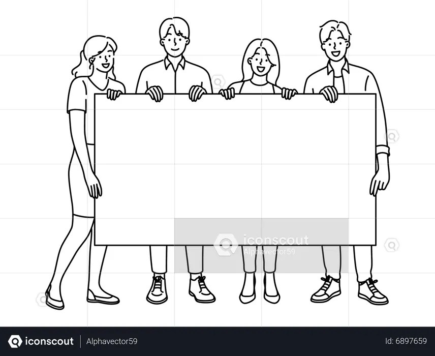 Business people holding empty banner  Illustration