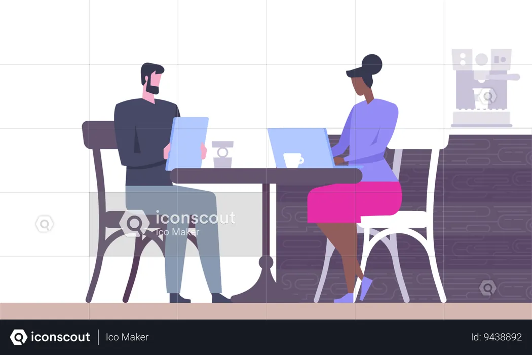 Business people in cafe  Illustration