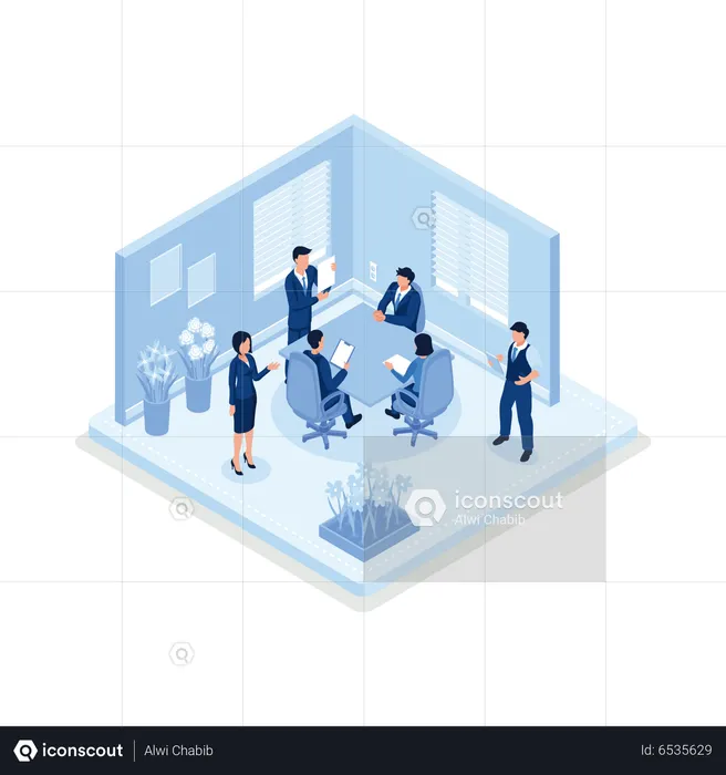Business People in Coworking Place  Illustration