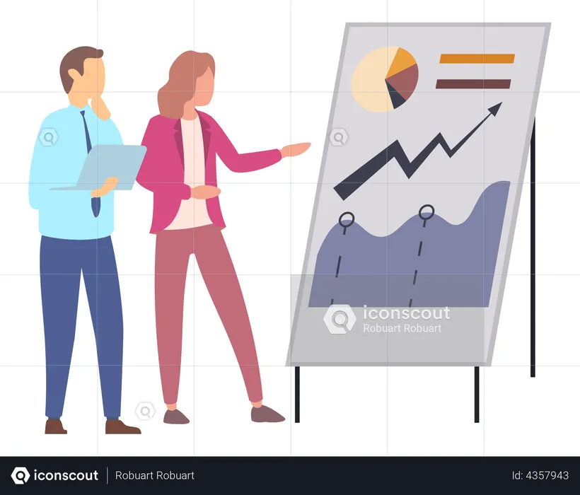 Business People makes presentation of a statistical report  Illustration