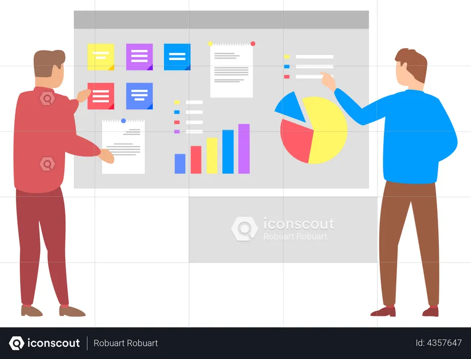 Business people making analytics presentation  Illustration