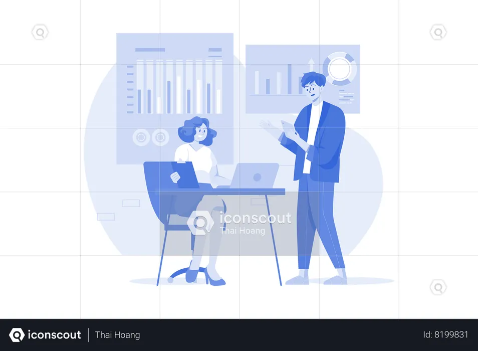 Business People Making Business Growth Report  Illustration