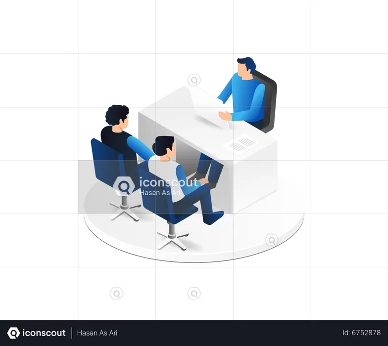 Business people making report to boss  Illustration