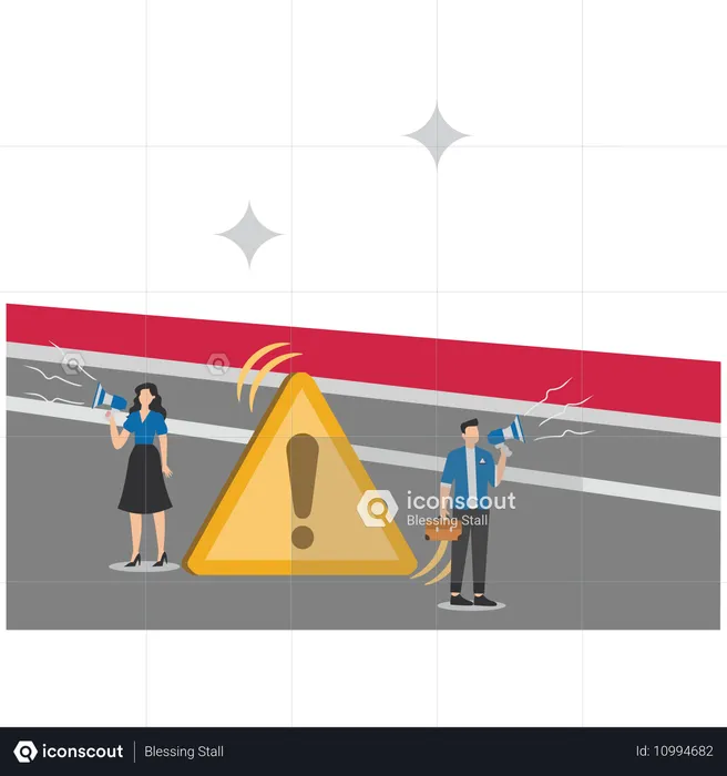 Business people making risk alert announcement  Illustration