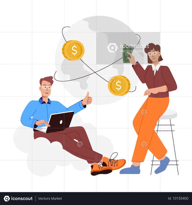 Business people managing finances globally  Illustration