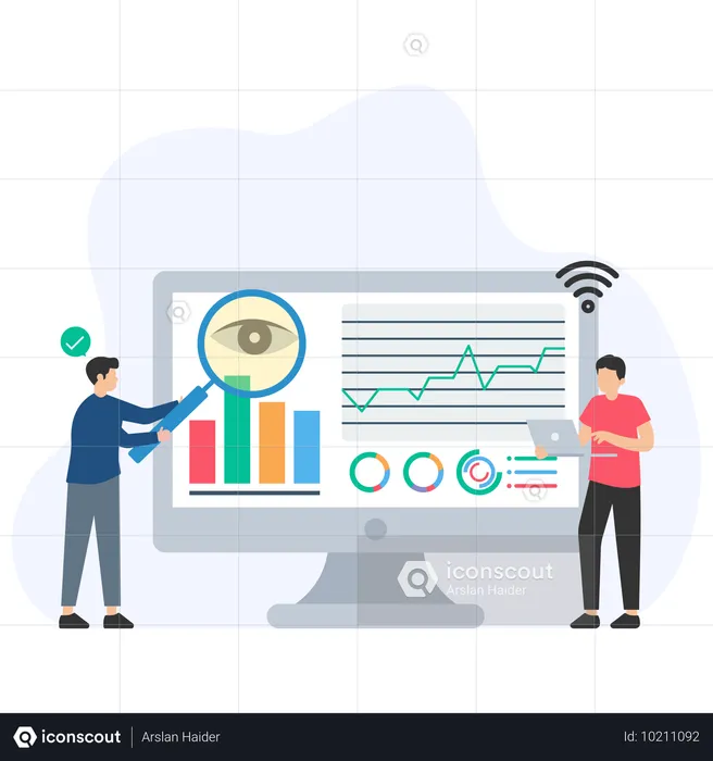 Business people monitoring business data  Illustration