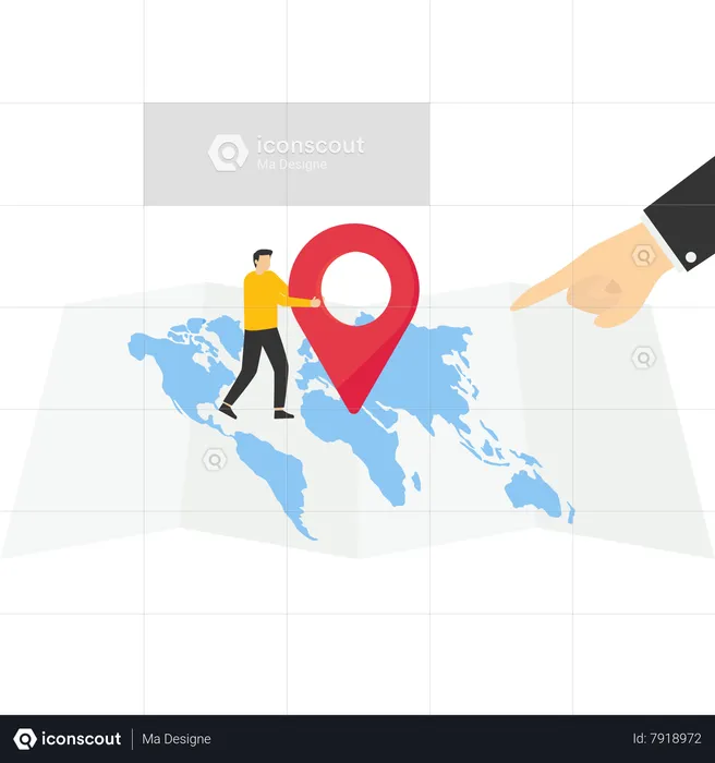Business people pin target in the world map  Illustration