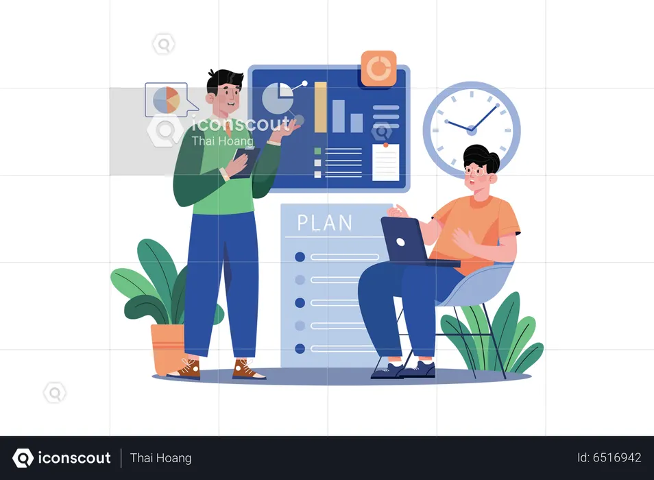 Business People Planning Their Schedule  Illustration
