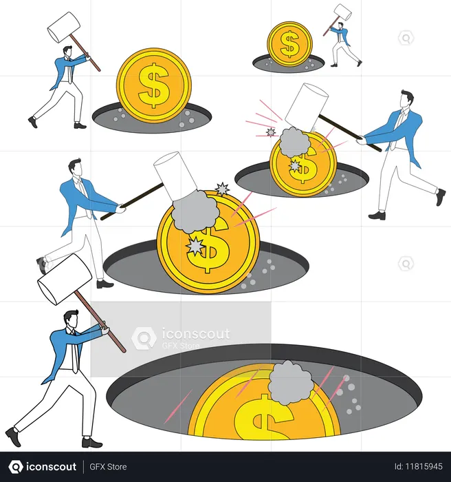 Business people playing hamster game  Illustration