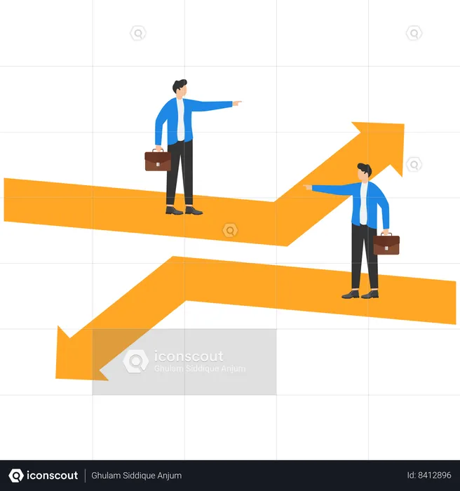 Business people pointing in different directions  Illustration