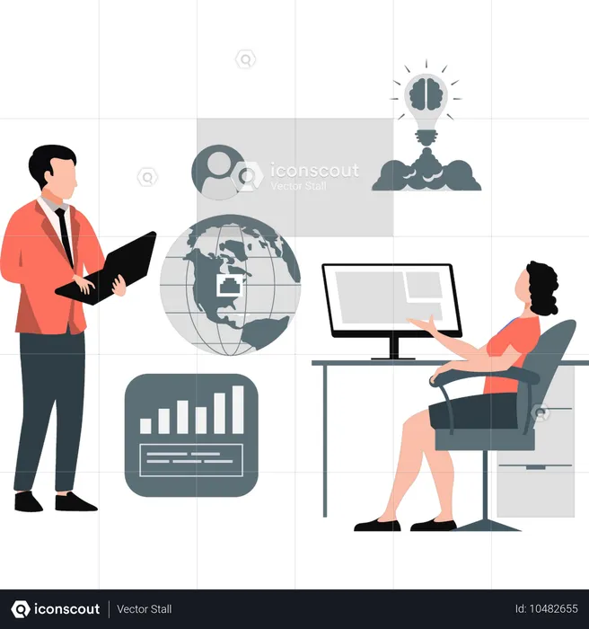 Business people presenting about company business target  Illustration