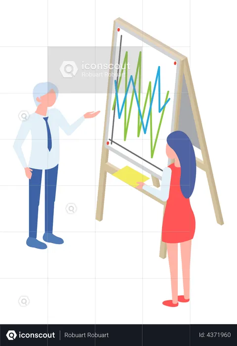Business people presenting analytics chart  Illustration