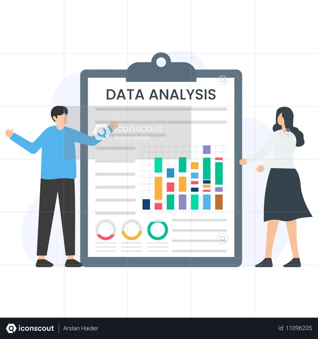 Business people presenting data analytics report  Illustration