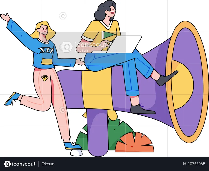 Business people promotes new product launch  Illustration