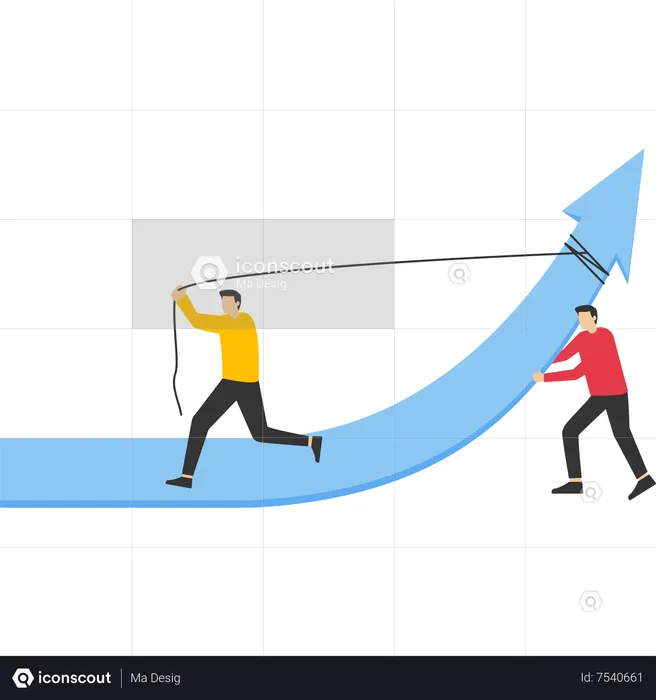 Business people push graph and up arrow  Illustration