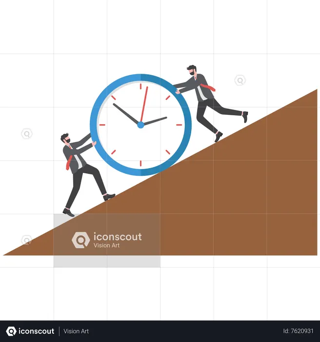 Best Business people pushing the clock up Illustration download in PNG